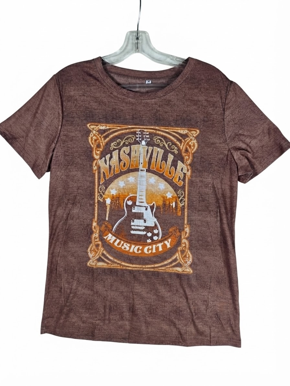 Nashville Music City Graphic Tee Brown Top Size S